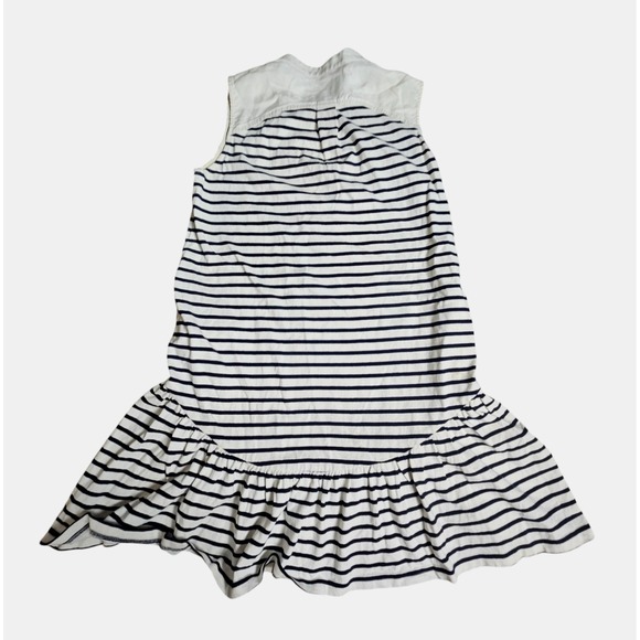Sea New York Striped Ruffle Hem Sleeveless Dress Collared Womens XS White Blue - Picture 2 of 8